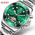 OLEVS 6605 Watch Men Tourbillon Automatic Mechanical Date Stainless Steel Luxury Class Waterproof Clock Business Wrist Watches